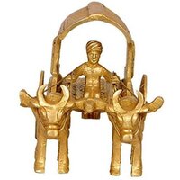 aakrati Brass made Bullock Cart Decorative Showpiece -  (Brass, Gold)