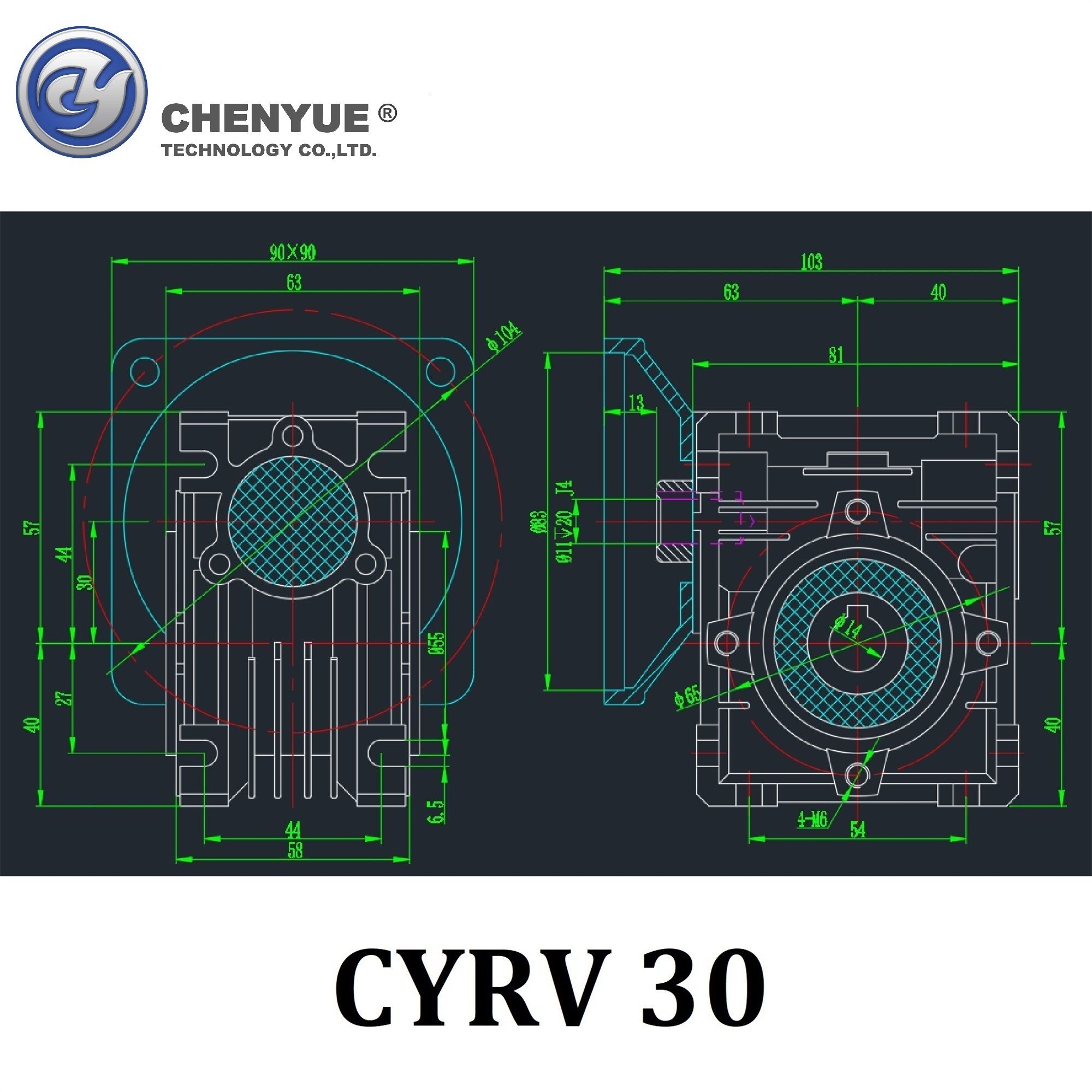 CHENYUE High Torque Worm Gearbox NMRV 30 CYRV30 Gearbox Input 9/11mm Output 14mm Speed Ratio from 5:1 to 80:1 Free Maintenance