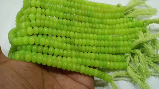 Natural Green Chalcedony Rondelle Plain Smooth 8mm Beads Sold per Strand 8''Long