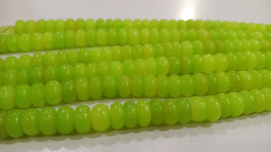 Natural Green Chalcedony Rondelle Plain Smooth 8mm Beads Sold per Strand 8''Long