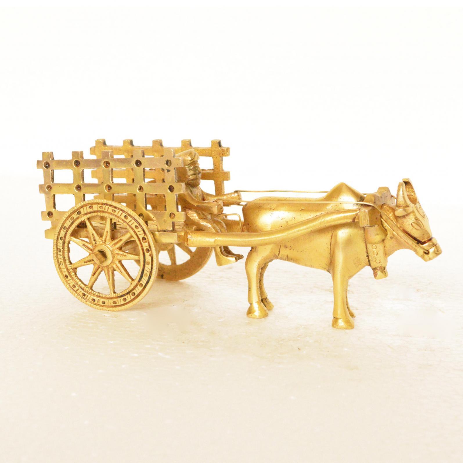 aakrati Brass made Bullock Cart for Decoration Decorative Showpiece -  (Brass, Yellow)