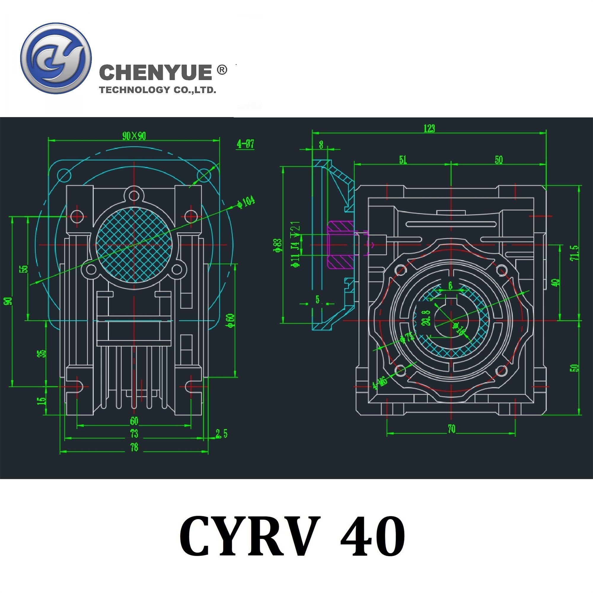 CHENYUE Worm Gearbox Reducer NMRV 040 CY Series Input 14/11/9mm Output 18mm Speed Ratio from 5:1 to 100:1 Free Maintenance