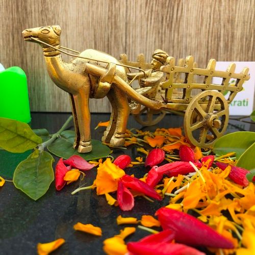 aakrati Camel Cart of Brass Decorative Showpiece -  (Brass, Yellow)c