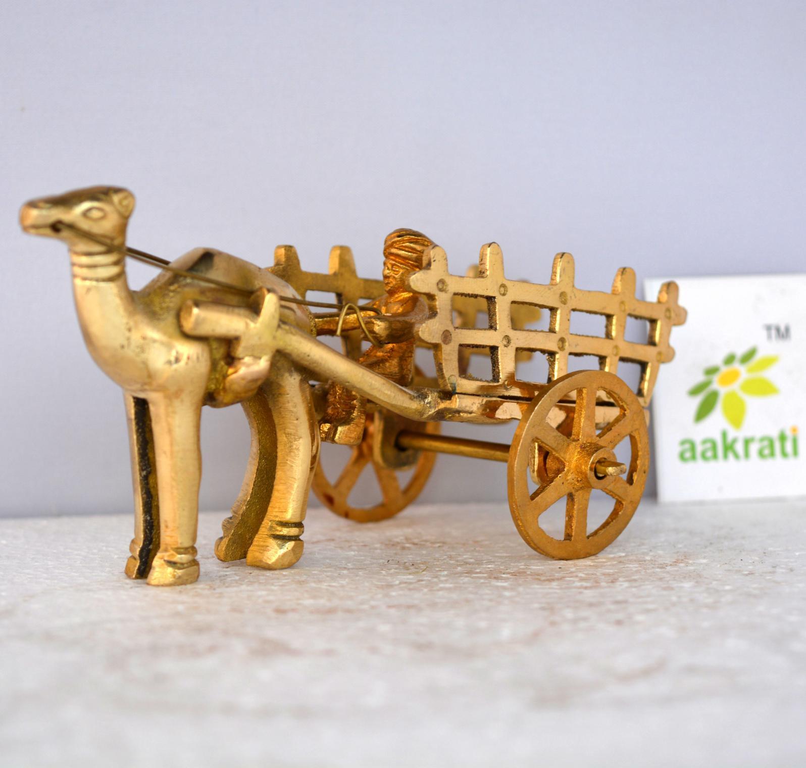 aakrati Camel Cart of Brass Decorative Showpiece -  (Brass, Yellow)c