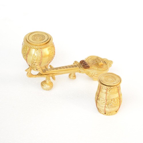 aakrati Sitar and Tabla dugi set Statue for Home Decor/Office Decor/Gifting Decorative Showpiece - 6.5 cm  (Brass, Multicolor)