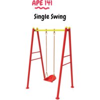 Red And Yellow Single Swings Ape-141 - Powder-coated Steel Frame, 6ft Height | Safety Seat, Weather-resistant Coating