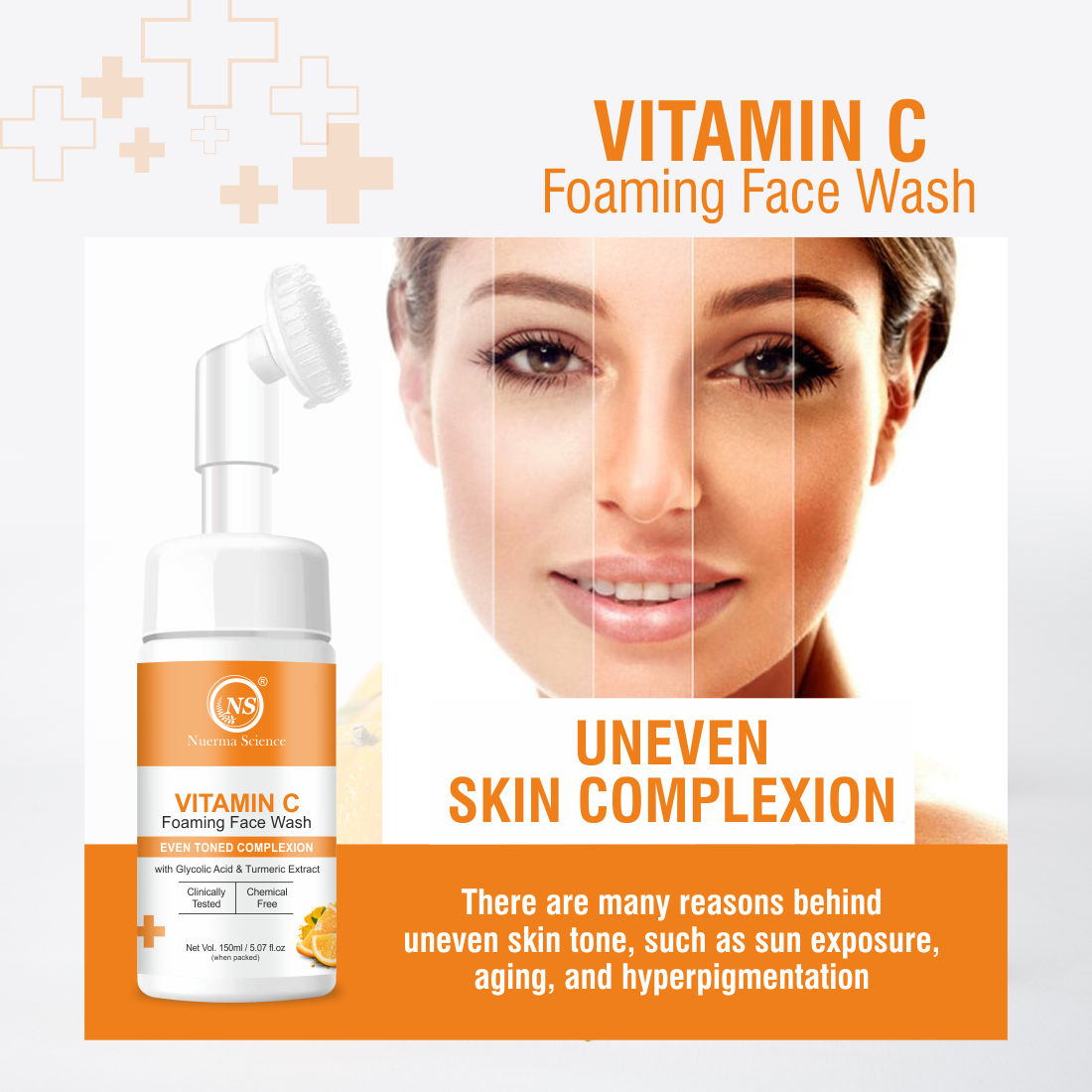 Nuerma Science Vitamin C FaceWash with Glycolic Acid & Turmeric for Even Toned Complexion(150ML)