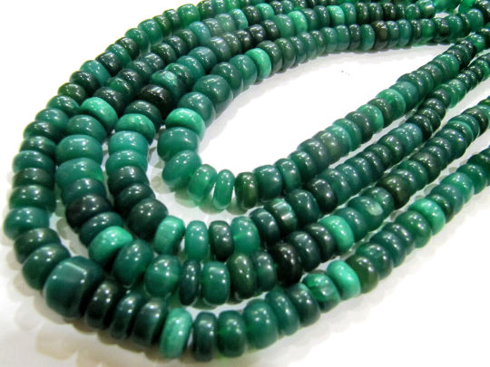 Natural Green Chalcedony Rondelle Plain 7to12mm Beads Sold Per Strand 8''long