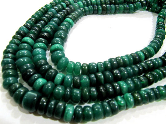 Natural Green Chalcedony Rondelle Plain 7to12mm Beads Sold Per Strand 8''long