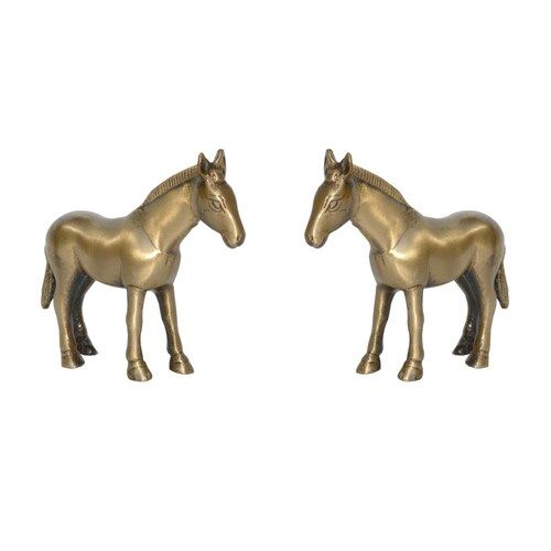 Beautiful Brass Statue of Horse pair with Antique finish attractive look showpiece Decorative figurine for Home Decor/ Table Dcor