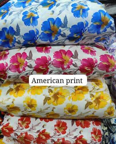 American Printed Fabric - High-Quality Cotton Blend, Ideal for Fancy Dress Material