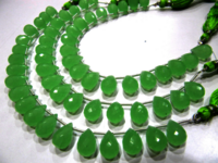 Green Chalcedony 10x14mm Tear Drop Quartz Beads Strand 8 Inch Long