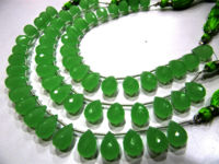 Green Chalcedony 10x14mm Tear Drop Quartz Beads Strand 8 Inch long