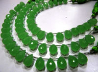 Green Chalcedony 10x14mm Tear Drop Quartz Beads Strand 8 Inch long