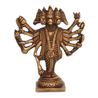 Panch Mukhi Standing Brass Made Lord Hanuman Statue for Temple/Gift