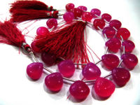 Natural Hot Pink Chalcedony Heart Shape Plain 11-12mm  Beads strand 8''long