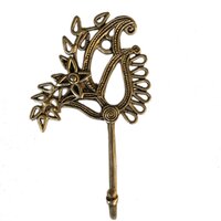 Aakrati Antique Brass Bathroom Robe Towel Hook Wall Mounted Clothes Hanger - Hook Rustic Vintage Cloth Hanger Solid Brass Bronze Color - Color: Brown