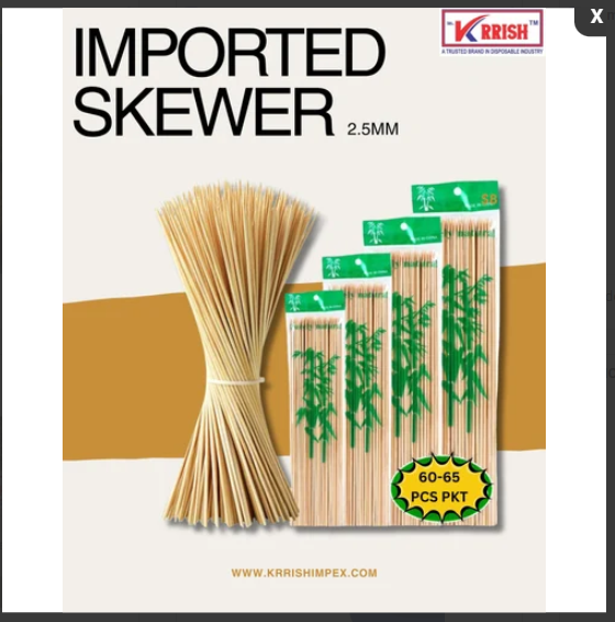 12inch Wooden Skewer - Wood, 12" Length, Off White & Brown Colors | Disposable For Personal Use, Versatile Toothpick & Skewer Solution