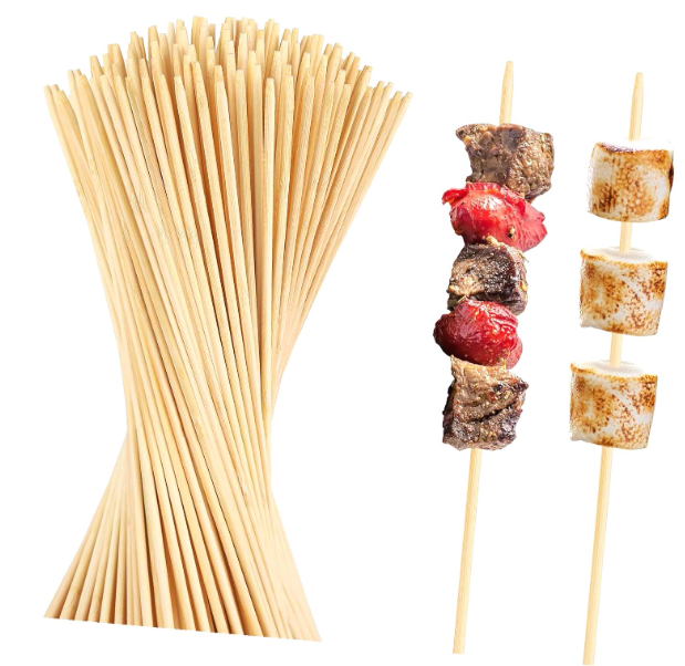 12inch Wooden Skewer - Wood, 12" Length, Off White & Brown Colors | Disposable For Personal Use, Versatile Toothpick & Skewer Solution