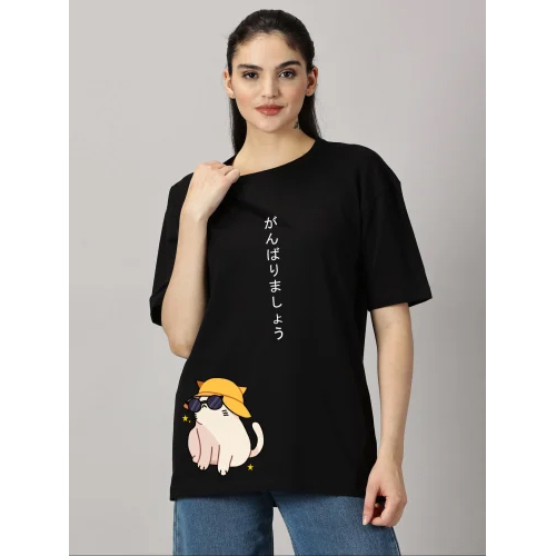 Women Black Colored Round Neck T Shirt