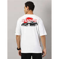 Men Graphic Printed T-Shirt - Cotton, Available in Sizes S to XXL, White Color - Washable, Half Sleeves, Stylish Design