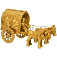 Traditional Brass Bull Cart Showpiece - 5x2.5x2.75 Inches | Antique Yellow Finish, Ideal For Home Decor And Gifting