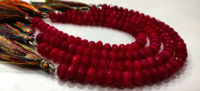 Natural Hot Pink chalcedony Rondelle Faceted 8mm Beads Strand 8 Inches Long