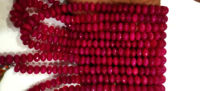 Natural Hot Pink chalcedony Rondelle Faceted 8mm Beads Strand 8 Inches Long