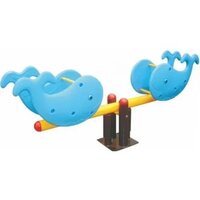 Fish See Saw For Playground - Frp & Galvanized Steel, 5ft X 1.5ft X 3ft, Multi-color | Anti-slip Seats, Rounded Edges, Uv Resistant