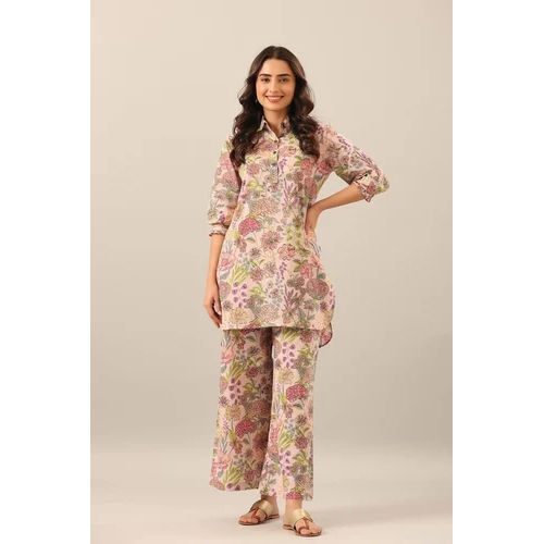 Women Cord Sets Printed Viscose Rayon Kurta And Pant Set