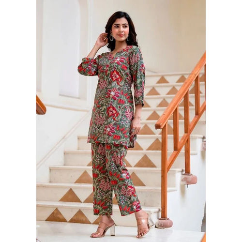 Cord Set Western Wear Cotton, Printed Viscose For Women