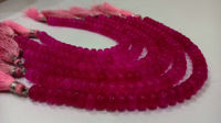 Natural Hot Pink chalcedony Rondelle Plain 8mm Beads strand 8 Inches Long