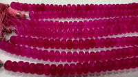 Natural Hot Pink chalcedony Rondelle Plain 8mm Beads strand 8 Inches Long