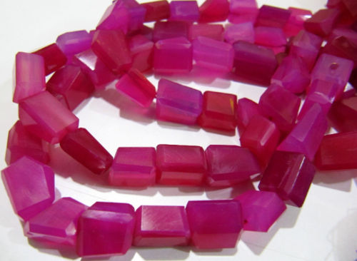 Natural Hot Pink Chalcedony Nugget Shape 10mm To 12mm Beads Strand 8''long