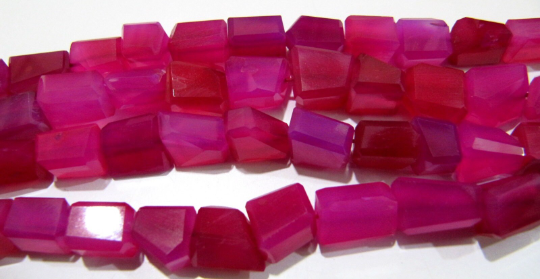 Natural Hot Pink Chalcedony Nugget Shape 10mm To 12mm Beads Strand 8''Long