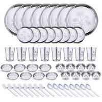 Glossy Finish Stainless Steel Silver Dinner Set