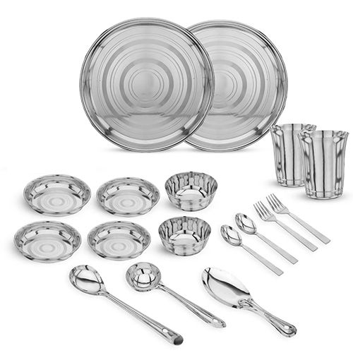 Silver Limetro Stainless Steel Round Dinner Set