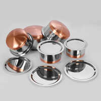 2000 Ml Stainless Steel And Copper Bottom Tope - Stainless Steel, 2000 Ml, Silver Color, Glossy Finish | Ideal For Soups, Stews, And Curries