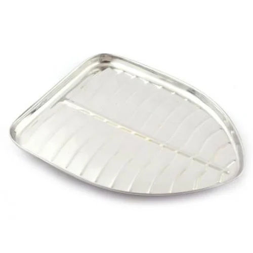 Stainless Steel Banana Leaf Plate - Color: Silver