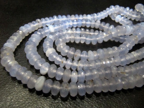 Natural Chalcedony Lavender Rondelle Faceted 8mm Beads Strand 8 Inches Long