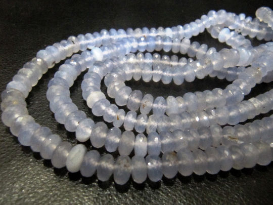 Natural Chalcedony Lavender Rondelle Faceted 8mm Beads Strand 8 Inches Long