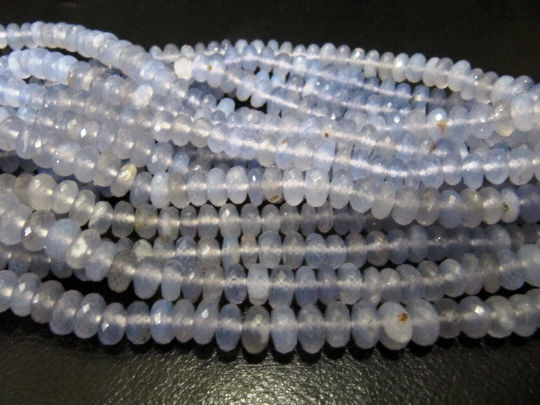 Natural Chalcedony Lavender Rondelle Faceted 8mm Beads Strand 8 Inches Long