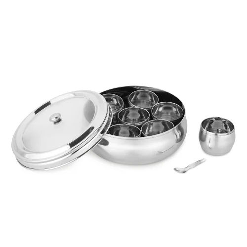 Silver 500 Ml Stainless Steel Spices Box