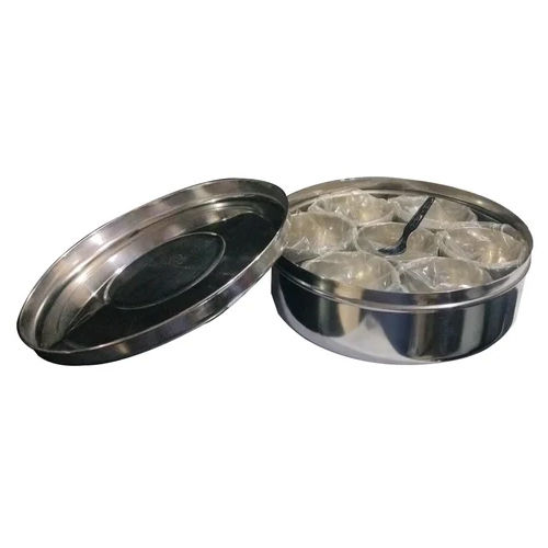 Silver Round Stainless Steel Spice Box