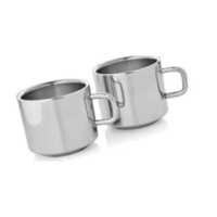 Stainless Steel Apple Tea And Coffee Cup - Stainless Steel, Glossy Finish, Silver | Ideal For Domestic Use, Elegant Design For Everyday Enjoyment