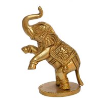 Aakrati Yellow Small 4 inch Brass Cute Elephant Showpiece- Use For Home or Office or Paper Weight