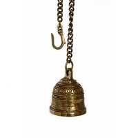 Aakrati Vintage Matte Wall Hanging Bell With Brass Chain and Hook For Gates , Home, office and temple