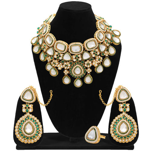 Wedding Collection Gold Plated Kundan Stone & Meena Work Bridal Choker Set