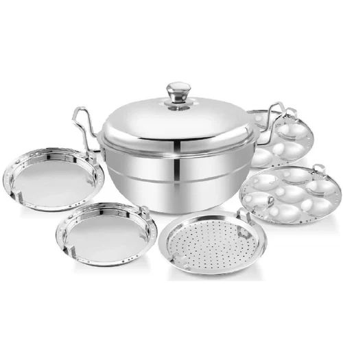 Stainless Steel Multi Kadai Set - Interior Coating: Silver