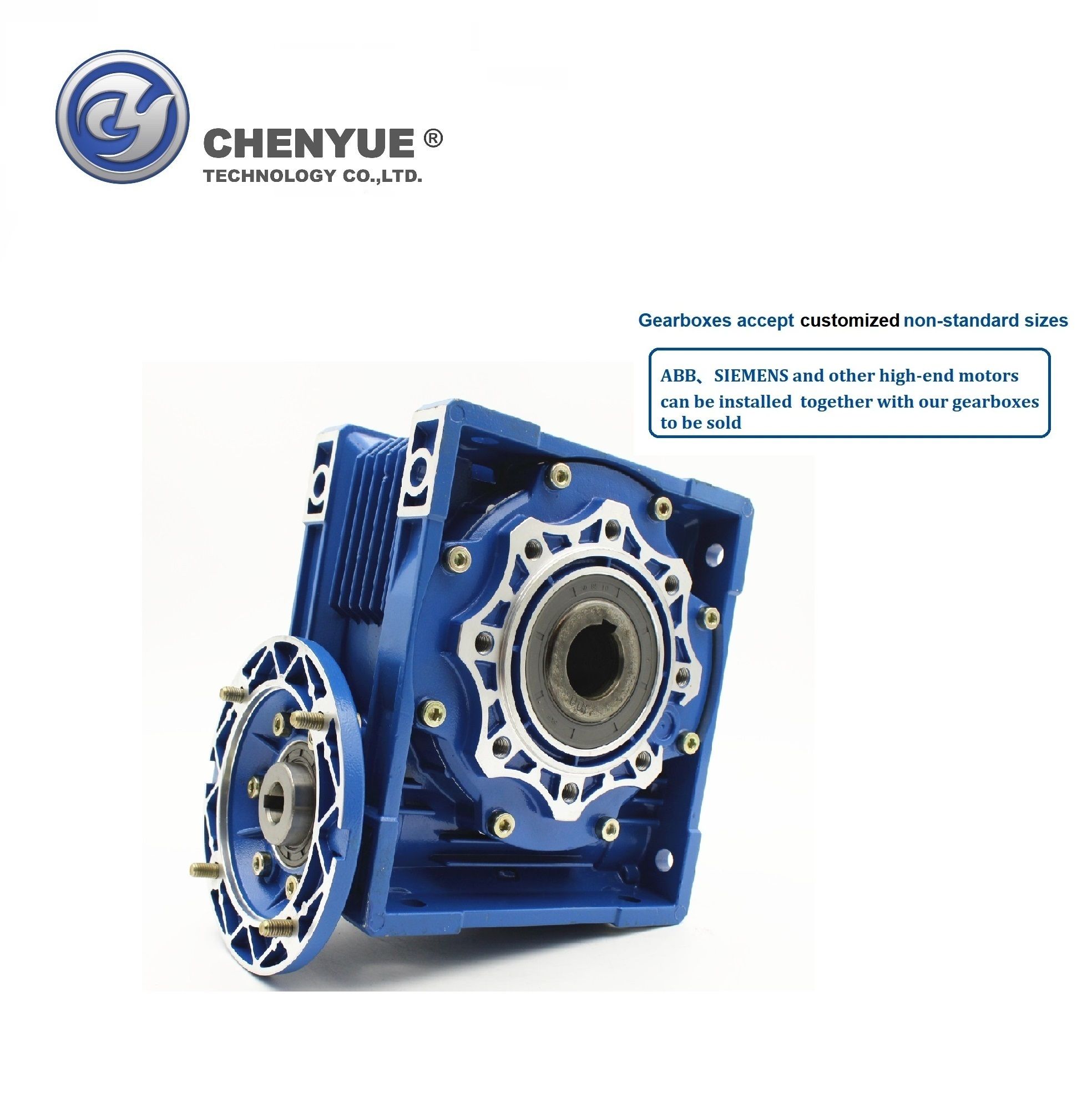 CHENYUE Worm Gearbox Reducer NMRV 90 Sliver Suppliers Input19/22/24/28mm Output 35mm Speed Ratio from 5:1 to 100:1 Free Maintenance